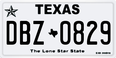TX license plate DBZ0829