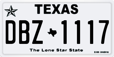 TX license plate DBZ1117