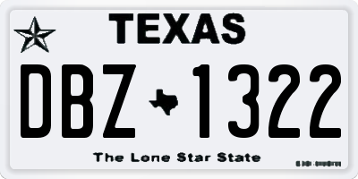 TX license plate DBZ1322