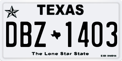 TX license plate DBZ1403
