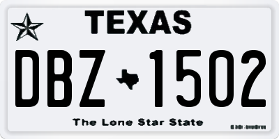 TX license plate DBZ1502