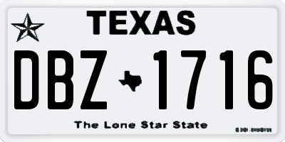 TX license plate DBZ1716