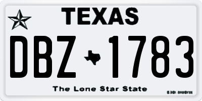 TX license plate DBZ1783