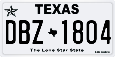 TX license plate DBZ1804