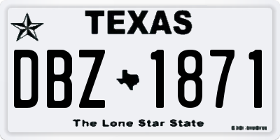 TX license plate DBZ1871