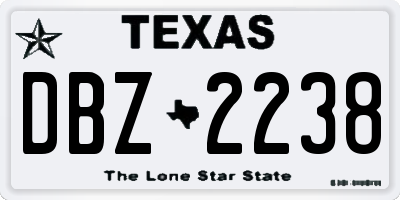 TX license plate DBZ2238