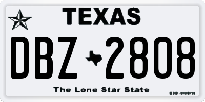 TX license plate DBZ2808