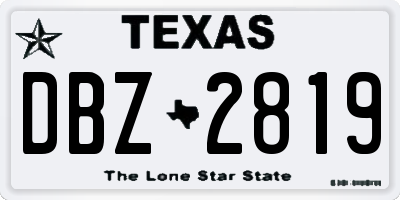 TX license plate DBZ2819