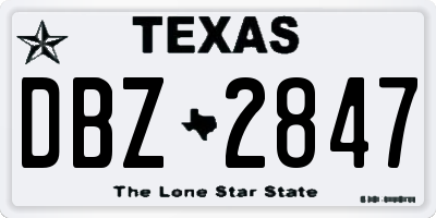 TX license plate DBZ2847