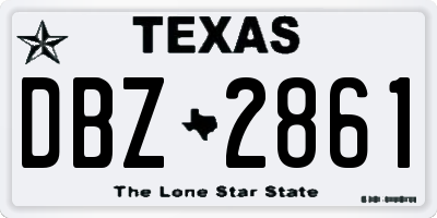 TX license plate DBZ2861