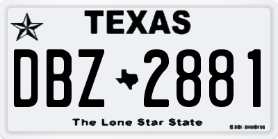 TX license plate DBZ2881