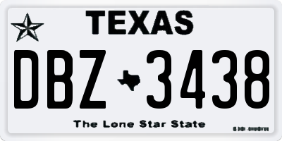TX license plate DBZ3438