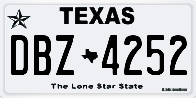 TX license plate DBZ4252
