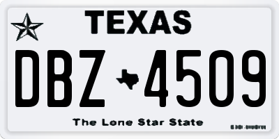 TX license plate DBZ4509