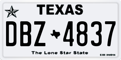 TX license plate DBZ4837