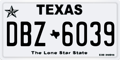 TX license plate DBZ6039