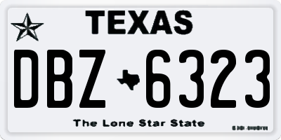 TX license plate DBZ6323