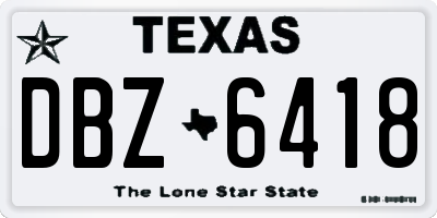 TX license plate DBZ6418