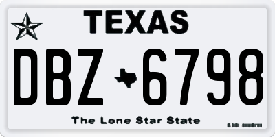 TX license plate DBZ6798