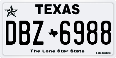TX license plate DBZ6988