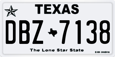 TX license plate DBZ7138