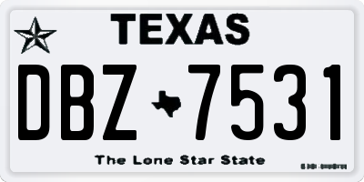 TX license plate DBZ7531