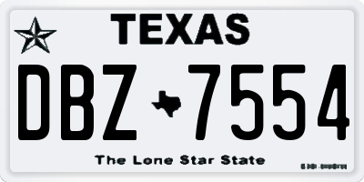 TX license plate DBZ7554