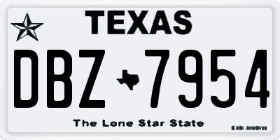 TX license plate DBZ7954