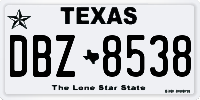 TX license plate DBZ8538