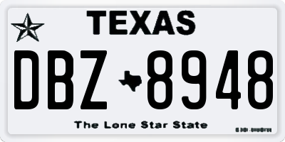 TX license plate DBZ8948