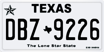 TX license plate DBZ9226