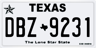TX license plate DBZ9231