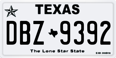 TX license plate DBZ9392
