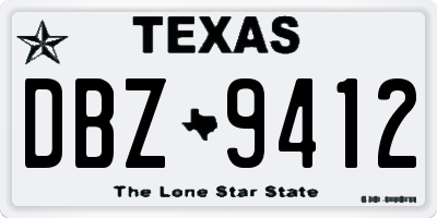 TX license plate DBZ9412