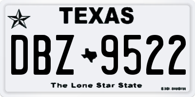 TX license plate DBZ9522