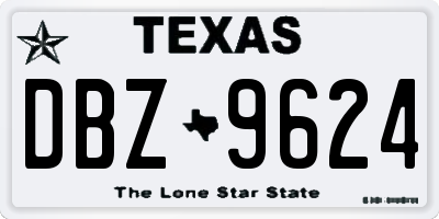 TX license plate DBZ9624