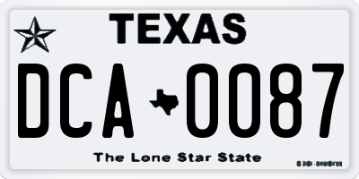 TX license plate DCA0087