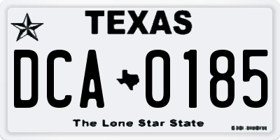 TX license plate DCA0185