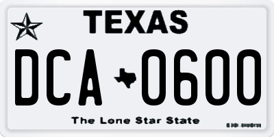 TX license plate DCA0600
