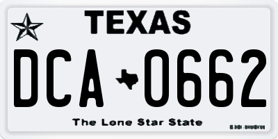 TX license plate DCA0662