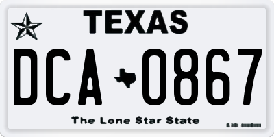TX license plate DCA0867