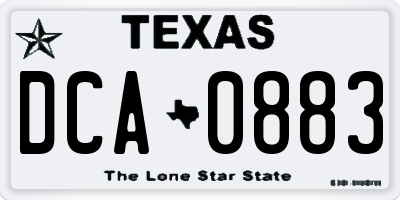TX license plate DCA0883