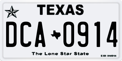 TX license plate DCA0914