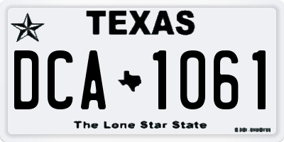 TX license plate DCA1061