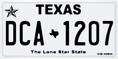 TX license plate DCA1207