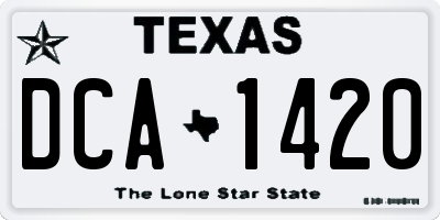 TX license plate DCA1420