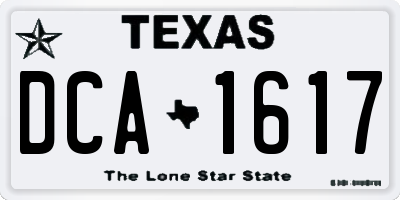 TX license plate DCA1617