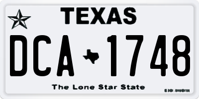 TX license plate DCA1748