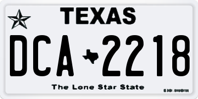 TX license plate DCA2218