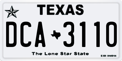 TX license plate DCA3110